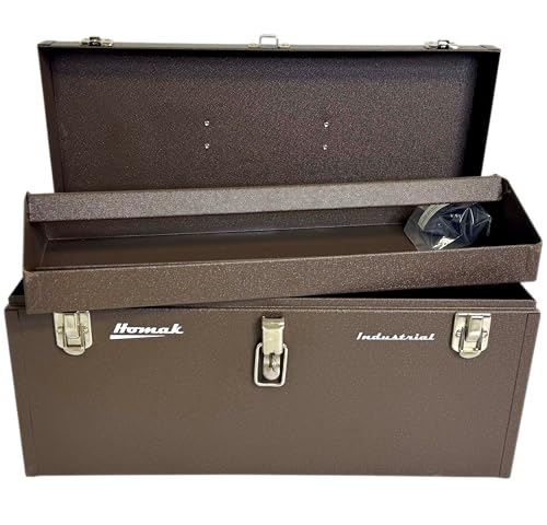 Homak 20-Inch Industrial Steel Toolbox with Powder Coat, Lockable, Brown