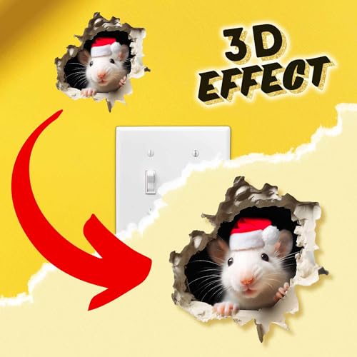 Jingle Paws Christmas Mouse in Mousehole Wall Decal - Removable Kids Decor