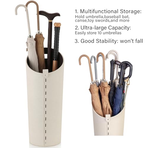 ELPMD White Tall Umbrella Stand with Removable Drip Tray - Modern Farmhouse Home Decor