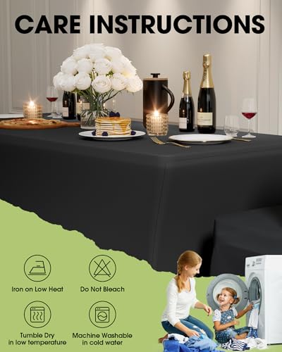 Black 6ft Fitted Spandex Tablecloths - Pack of 6 for Rectangle Tables