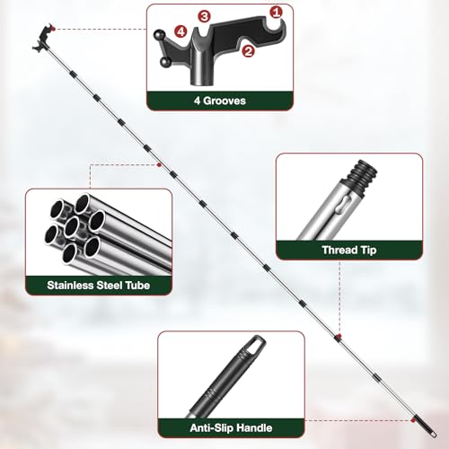 Nigelia 15ft Christmas Light Hanging Pole with Utility Hook - Adjustable Extension for Outdoor String Lights
