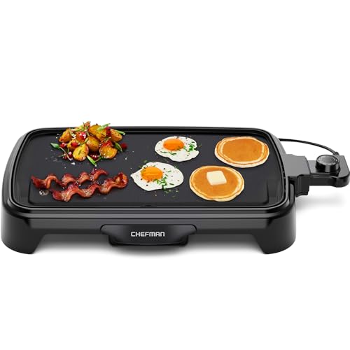 Chefman 10x16 Inch Electric Griddle with Removable Temperature Control, Nonstick Flat Top Grill for Breakfast & Cooking