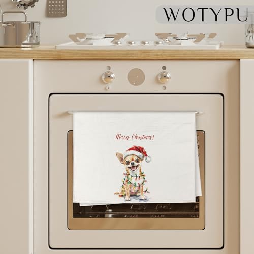 WOTYPU Chihuahua Christmas Kitchen Towels - Dog Lover Gift, 16x24 Inch - Chihuahua-10