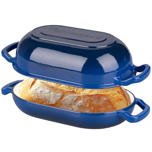VORRINGARD 5 QT Blue Enameled Cast Iron Dutch Oven for Bread & Cooking