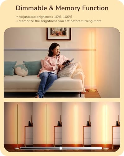 Gold Floor Lamp - 59.84-Inch Dimmable Living Room Lighting with Stepless Brightness