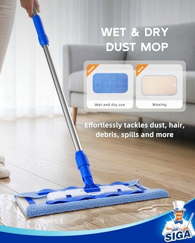 MR.SIGA Microfiber Mop for Hardwood & Floor Cleaning - Blue