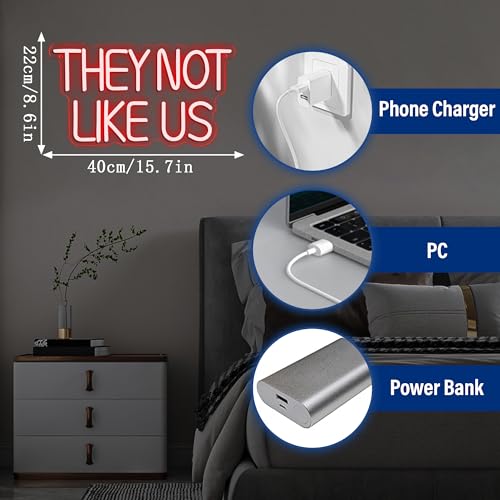 Gippro They Not Like Us Red Neon Sign | Dimmable LED Wall Art, USB Powered