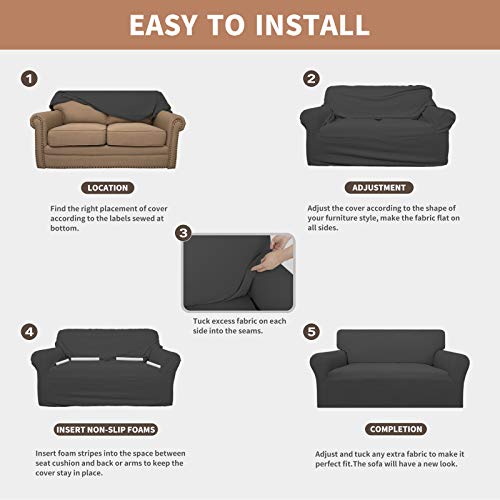 Waterproof Couch Cover for 3 Cushion Oversized Sofa - Dark Gray