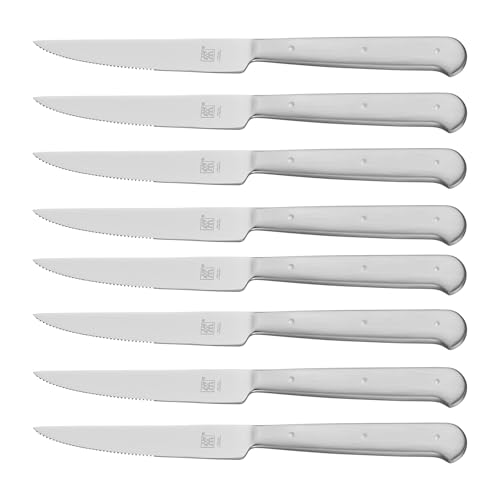 Silver 8-Piece Steak Knife Set - Razor-Sharp Serrated Kitchen Knives in Gift Box