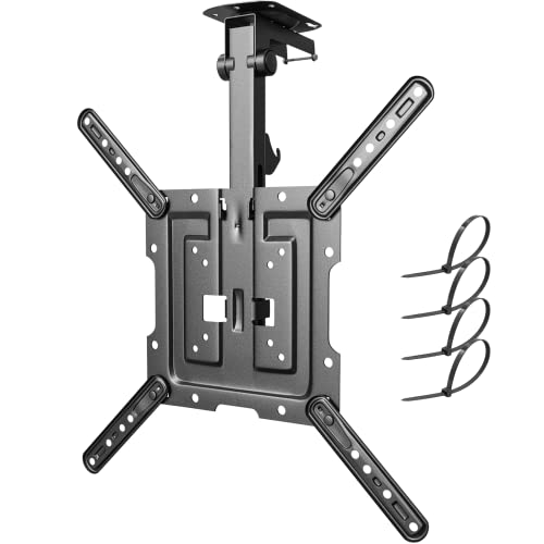 Flip Down Ceiling TV Mount for 23-55 Inch Displays - Manual Adjustable, Space Saver