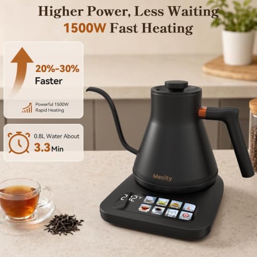 Mecity Electric Kettle with 6 Preset Temperatures & Touchscreen Control 0.8L