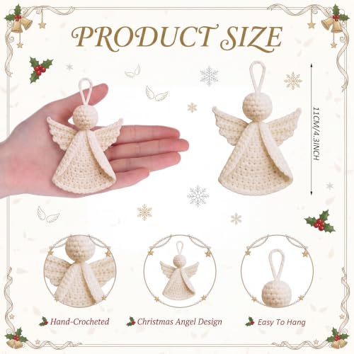 Novabright 6 Pack 3.15" Christmas Crochet Angel Ornaments Bulk for