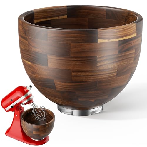 Large Wooden Mixing Bowl Compatible with KitchenAid 4.5 & 5 Qt Tilt-Head