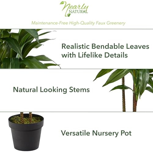 Nearly Natural 48-Inch Artificial Dracaena Plant with Pot - Green