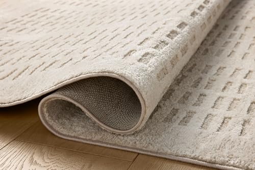 Ivory Beige 4x6 Accent Rug with High-Low Texture - Modern Geometric Design