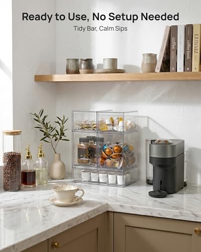 Vtopmart Stackable Acrylic Storage Drawers Set of 5 with Small, High & Wide Bins