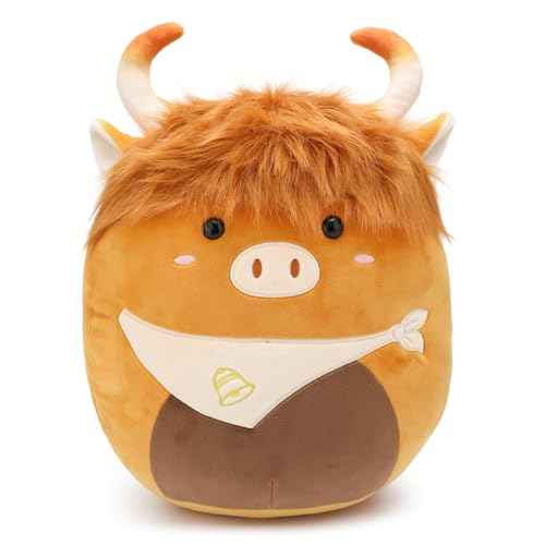Highland Cows Plush Pillow Adorable Cow Stuffed Animal Plushies Toys Soft Fluffy Cow Plush Pillow for Birthdays Day