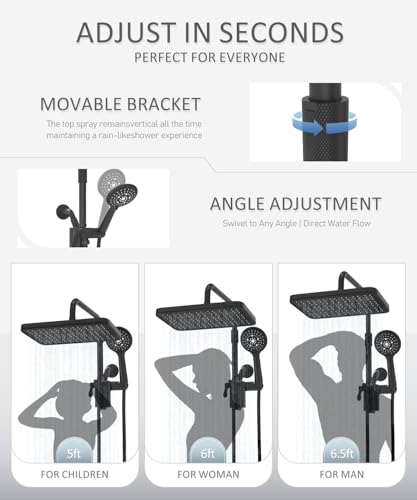 Black 12-Inch Shower Head with Filters and Handheld Spray Combo