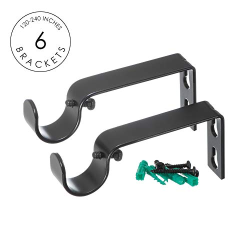 Ivilon Extendable Curtain Rod for Windows 120-240 Inch Black 1-Inch Diameter