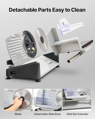 7.5 Inch Electric Meat Slicer 200W with Adjustable Thickness Food Slicer for Deli & Ham