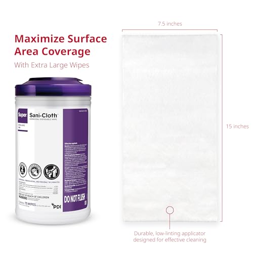 PDI Super Sani-Cloth XL Disinfectant Wipes 450 Count Pack of 6 Hospital-Grade Surface Cleaning
