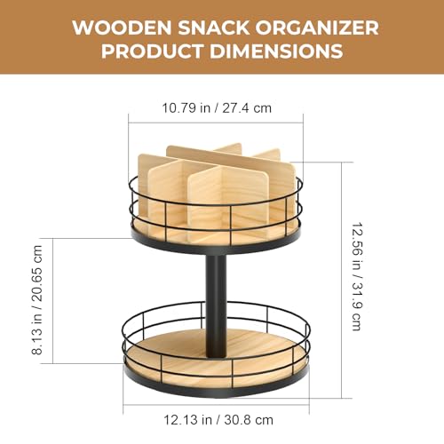 NANAGIFTREE 2-Tier Beech Wood Lazy Susan Snack Organizer - 12 Inch