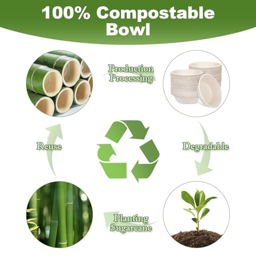 32oz Disposable Paper Bowls - 150 Pack Large Biodegradable Soup Bowls