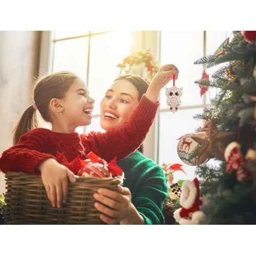 FLYAB Owl Christmas Ornaments - 2025 Metal Sparkles Ornaments for Christmas Tree Indoor Stocking Stuffers Xmas Decorations Gifts for Women Girls Mom Sisters Owl Lovers