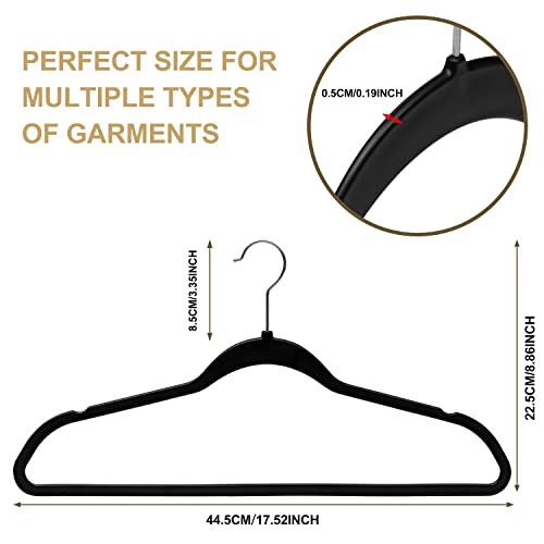 50-Pack Black Plastic Hangers - Slim Non-Slip Clothes Hangers with 360° Swivel Hook