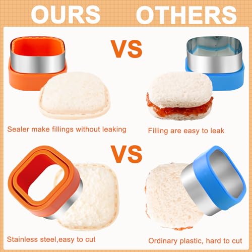 Nifogo Orange Green 48pcs Sandwich Cutter Set for Kids Lunch - Large Shapes