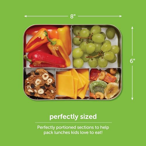 Kids Stainless Steel Bento Lunch Box - Large 3-Section Pink Dots, 32oz