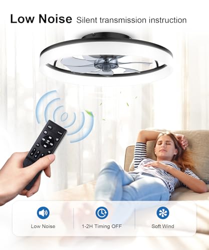 FancyMay 20-Inch Black Ceiling Fan with Lights Remote & App Control