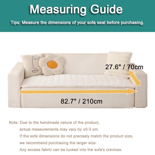 Dog Couch Cover Washable Non-Slip Sofa Protector - White 27.6" x 82.7" - Pet Friendly