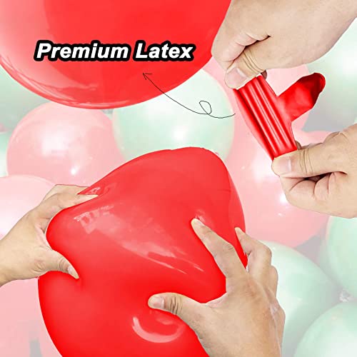 100pcs 12inch Red Balloons and Dark Green Balloons for Birthday Christmas Party Decorations