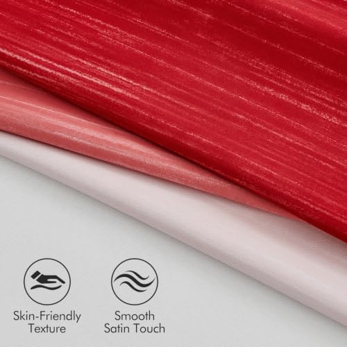 MIULEE 52W x 84L Ombre Blackout Curtains, Red & Greyish White, 2Pcs - 100% Darkening