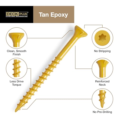 Deck Plus #10 x 2-1/2 Inch Deck Screws, 365 Pieces, Tan - Self-Drilling & Corrosion-Resistant