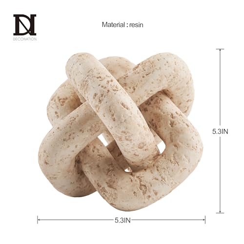 DN DECONATION Beige Travertine Knot Decor - Set of 1 Modern Home Accent