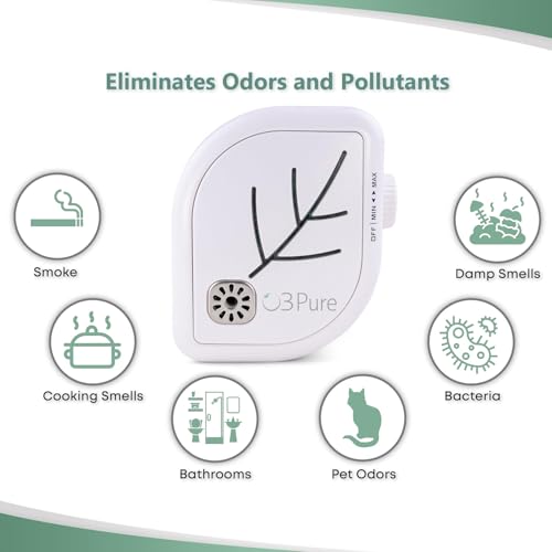 O3 Pure Leaf Wall Air Purifier & Ozone Generator - Odor Eliminator for Home & Office