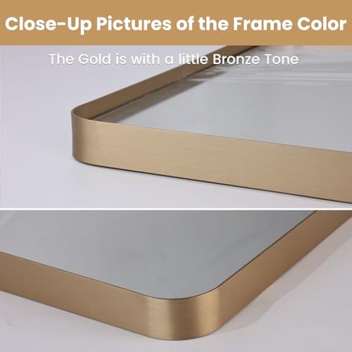LOAAO 24x36 Inch Gold Bathroom Mirror - Modern Wall Mounted Vanity Mirror with Aluminum Frame