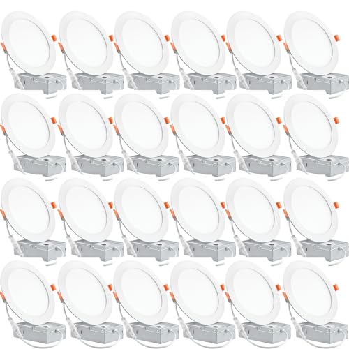 24 Pack 6 Inch Ultra-Thin LED Recessed Ceiling Light with Junction