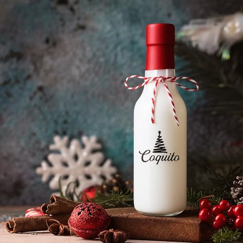 Sieral 12 Pcs Christmas Glass Coquito Wine Bottle with Lid 5 oz,
