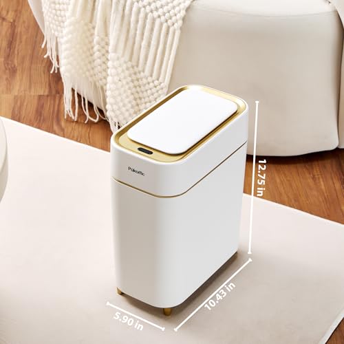 White Automatic Sensor Trash Can - Touchless Kitchen & Bathroom Waste Bin