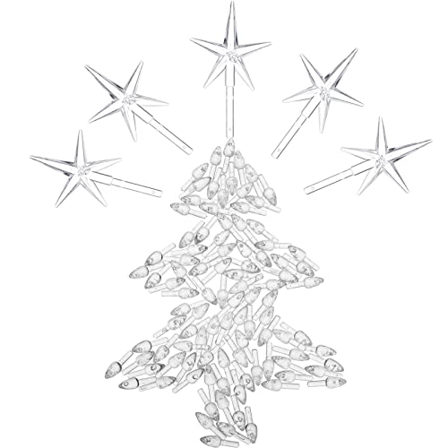 Boao 100pcs Transparent Ceramic Christmas Tree Bulbs & 5 Star Replacement Plastic Bulbs (4.7mm Diameter)