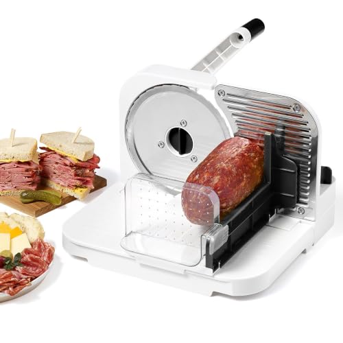 Adjustable 6.5-Inch Stainless Steel Deli Slicer with 11 x 11.8 x 8.1 Inch Base