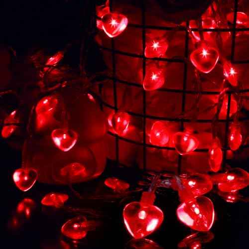 Luditek 14.7ft 40LED Mothers Day Decorations String Lights, Battery Operated Heart Shape Hanging Garland Valentines Day Decor for Indoor Outdoor Home Room Party Wedding