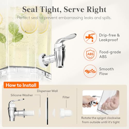 Lifewit 1 Gallon Drink Dispenser Set - Leak-Proof Spigot, 2 Pack, Small