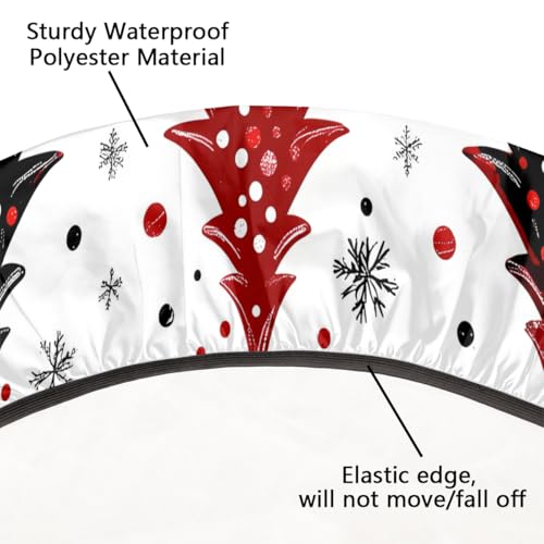 Pardick Christmas Round Fitted Tablecloth 42 Inch Trees Waterproof & Wipeable