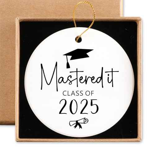 Class of 2025 Graduation Gifts for Her Him Ceramic Ornament Keepsake Sign Round Plaque Graduation Ornaments Graduation Gifts for Women Men Masters Degree Graduation Gifts