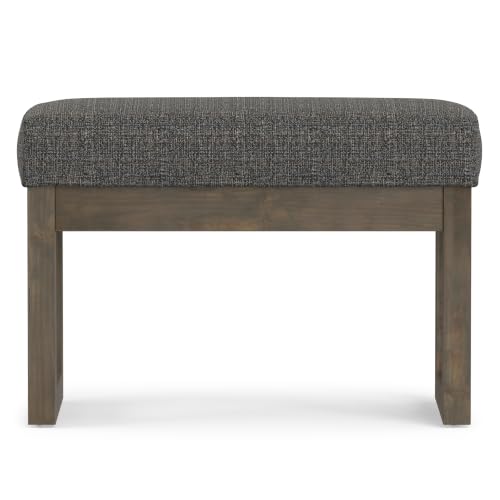 Small Ottoman Bench - Tweed Look Polyester Upholstery, Ebony Finish