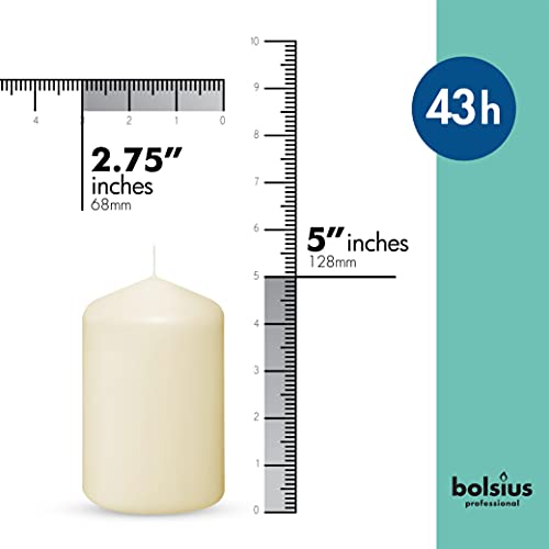 12 Ivory Pillar Candles Set - Unscented Dripless Long Burn 2.7 x 5 Inch